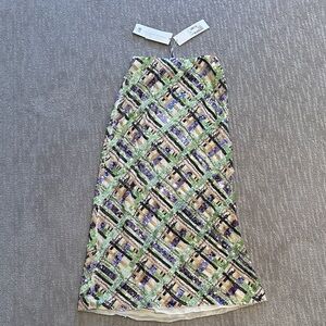 Veronica Beard Green and Purple Patterned Pencil Skirt
